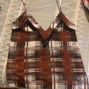 Lovers & Friends plaid tank with lace detail